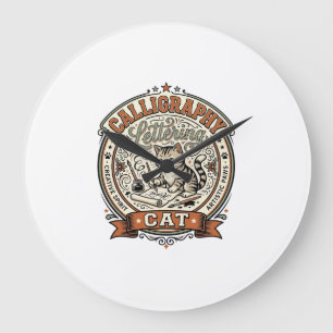 Calligraphy Lettering Cat Calligraphy Lettering Ca Large Clock