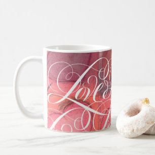 Calligraphy Lettering Pink Love Valentine Coffee Mug