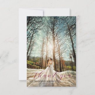 calligraphy lettering wedding photo thank you card