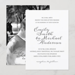 Calligraphy Letterpress PHOTO Wedding Invitations