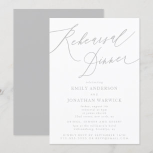 Calligraphy Light Gray Classic Wedding Rehearsal Invitation
