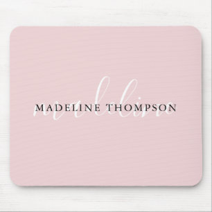 Calligraphy Light Pale Pink Girly Mouse Mat