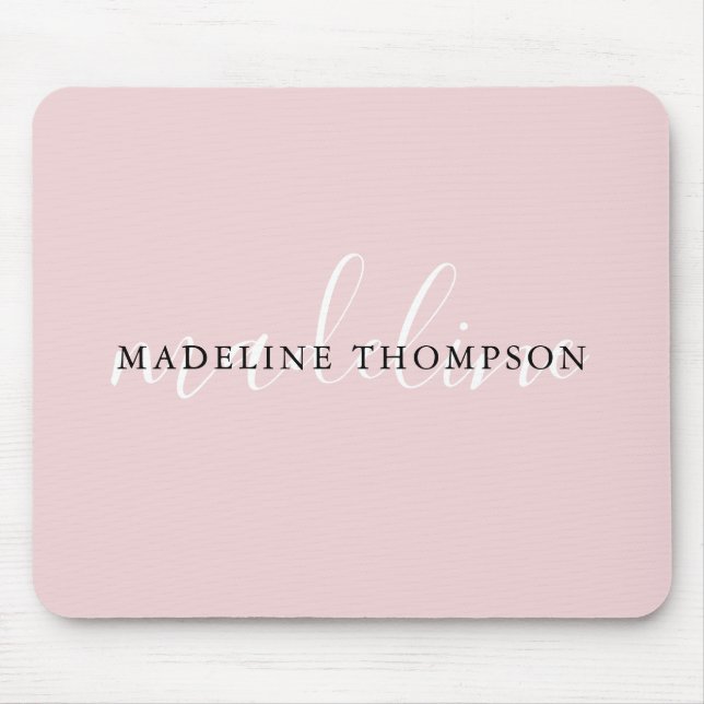 Calligraphy Light Pale Pink Girly Mouse Mat (Front)