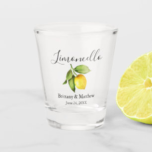 Calligraphy Limoncello Watercolor Lemon Wedding Shot Glass