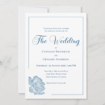 Calligraphy Line Art Dusty Blue Floral Wedding