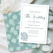 Calligraphy Line Art Sage Green Floral Wedding