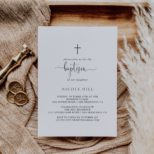 Calligraphy Love Fancy Script Baptism  Invitation (Creator Uploaded)