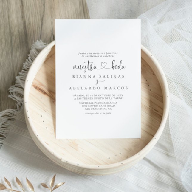 Calligraphy Love Fancy Script Nuestra Boda Wedding Invitation (Creator Uploaded)