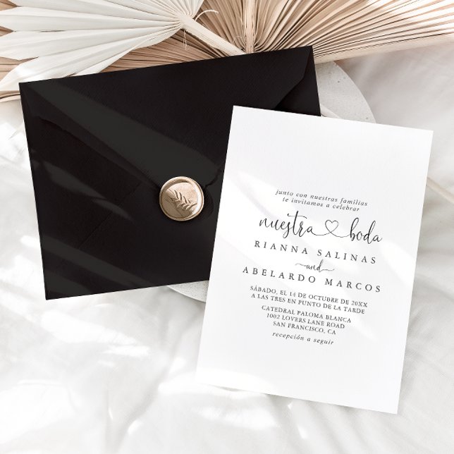 Calligraphy Love Fancy Script Nuestra Boda Wedding Invitation (Creator Uploaded)