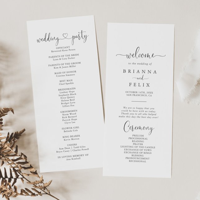 Calligraphy Love Fancy Script Wedding Program Programme (Creator Uploaded)