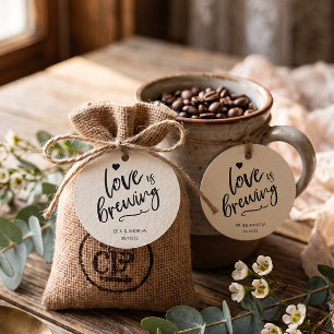 Calligraphy Love is Brewing Wedding Favour Tags