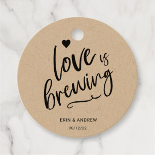 Calligraphy Love is Brewing Wedding Favour Tags
