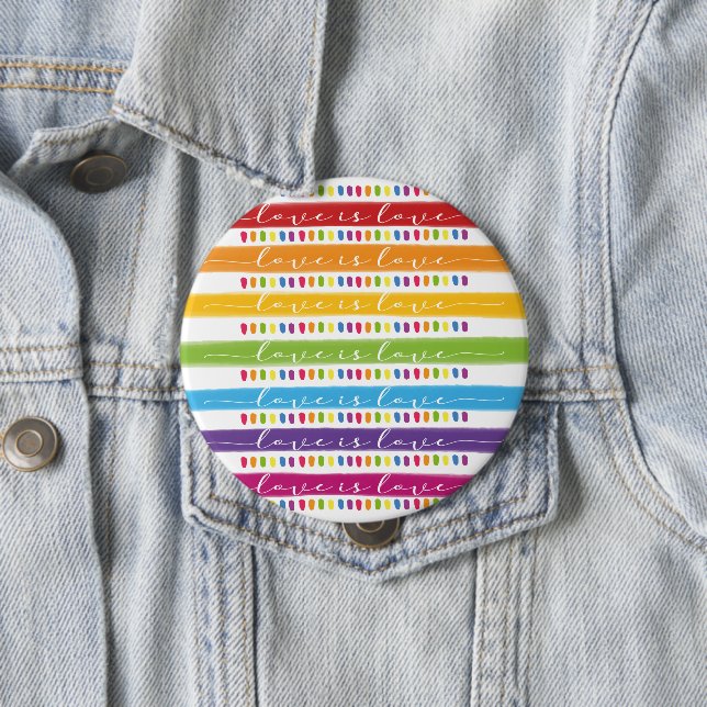Calligraphy Love Is Love Rainbow Pride 10 Cm Round Badge (In Situ)