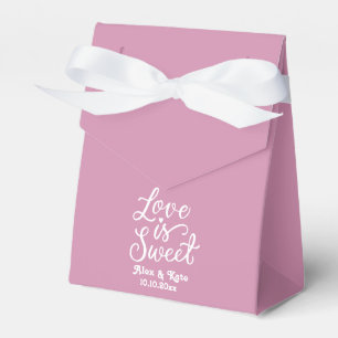Calligraphy Love is Sweet in Moonlite Mauve Colour Favour Box