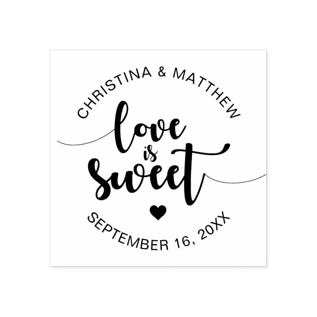 Calligraphy Love Is Sweet | Wedding Rubber Stamp (Imprint)