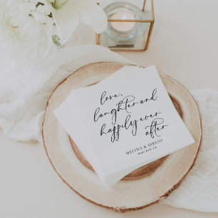 Calligraphy Love Laughter and Happily Ever After Napkin