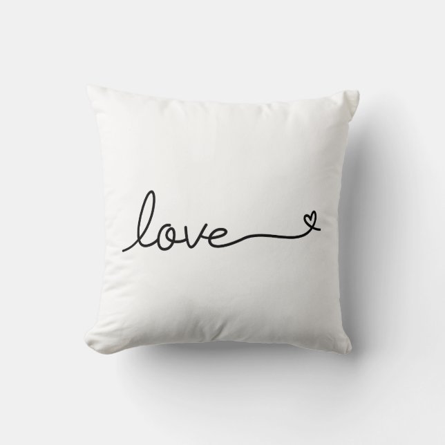 Calligraphy Love Text with heart Valentine's Day Cushion (Front)