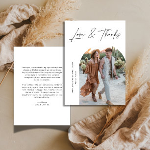 Calligraphy Love & Thanks Arch Photo Bridal Shower Thank You Card