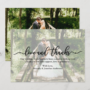 Calligraphy Love Thanks Wedding Photo Overlay Card