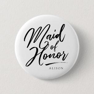 Calligraphy Maid of Honor elegant 6 Cm Round Badge