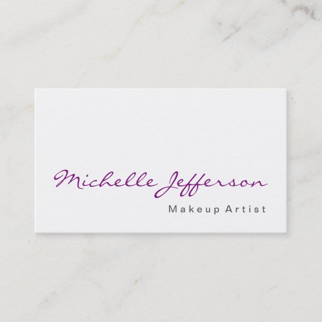 Calligraphy Makeup Artist Simple Business Card (Front)