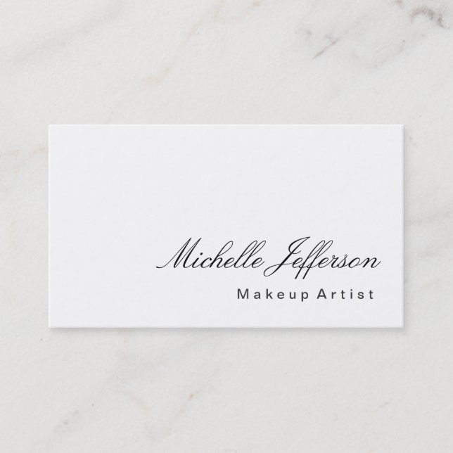 Calligraphy Makeup Artist White Business Card (Front)