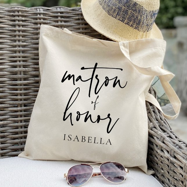 Calligraphy matron of honour chic wedding favour tote bag (Creator Uploaded)