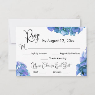 Calligraphy Menu Choice w/ Blue Hydrangea RSVP