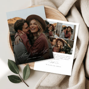 Calligraphy Merrily Ever After Christmas Photo Holiday Card