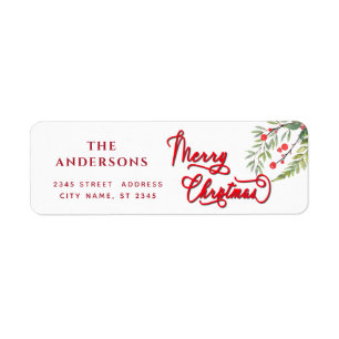Calligraphy Merry Christmas botanical wreath