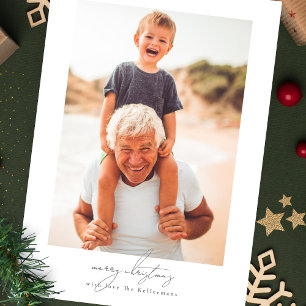 calligraphy merry christmas family photo collage holiday card