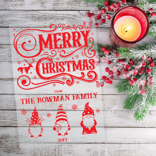Calligraphy Merry Christmas Gnomes Family Greeting Acrylic Invitations