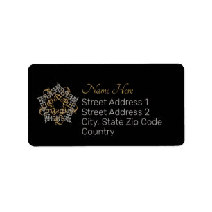 Calligraphy Merry Christmas Gold Silver Black Label