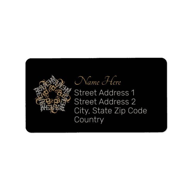 Calligraphy Merry Christmas Gold Silver Black Label (Front)
