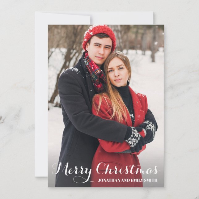 Calligraphy Merry Christmas Picture Christmas Card (Front)