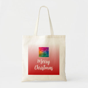 Calligraphy Merry Christmas Upload Photo or Logo Tote Bag