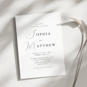 Calligraphy Minimalist Black + White Wedding Invitation