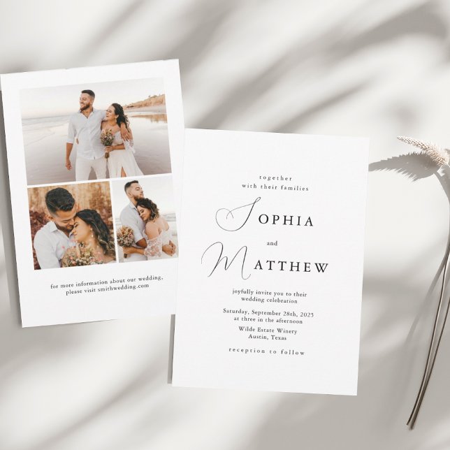 Calligraphy Minimalist Black + White Wedding Invitation (Creator Uploaded)
