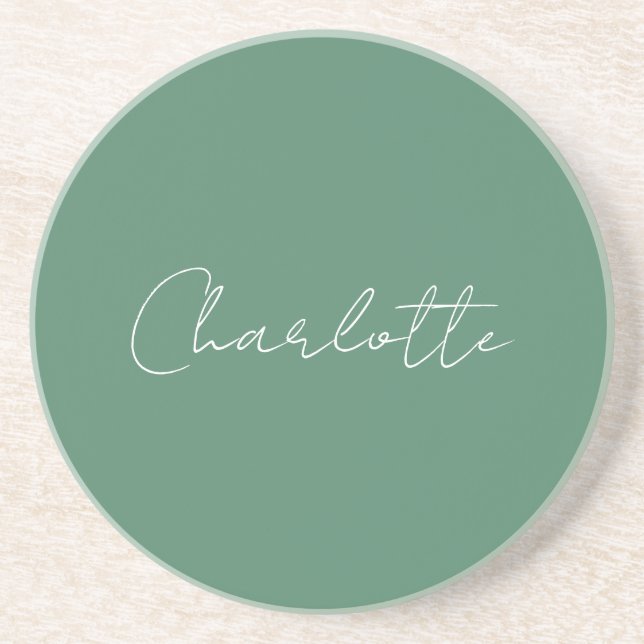 Calligraphy Minimalist Chic Custom Personal Edit Coaster (Front)