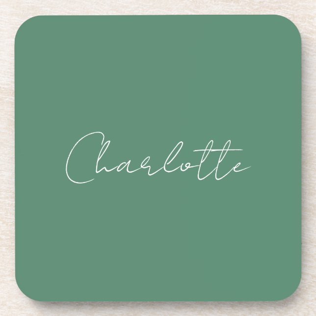 Calligraphy Minimalist Chic Custom Personal Edit Coaster (Front)