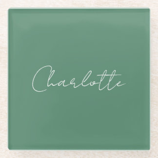 Calligraphy Minimalist Chic Custom Personal Edit Glass Coaster