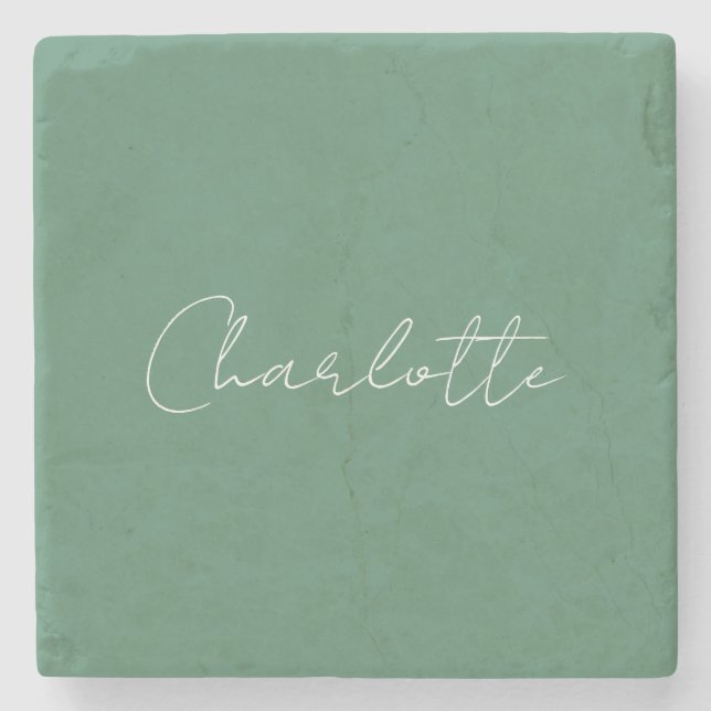 Calligraphy Minimalist Chic Custom Personal Edit Stone Coaster (Front)