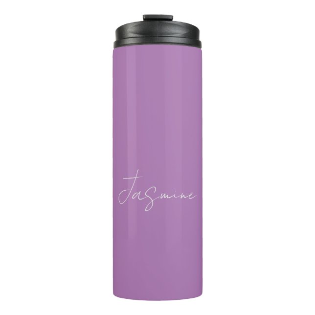 Calligraphy Minimalist Custom Own Name Lavender Thermal Tumbler (Front)
