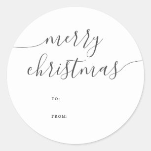 Calligraphy Minimalist Merry Christmas Gift Classic Round Sticker