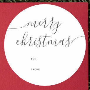 Calligraphy Minimalist Merry Christmas Gift Classic Round Sticker