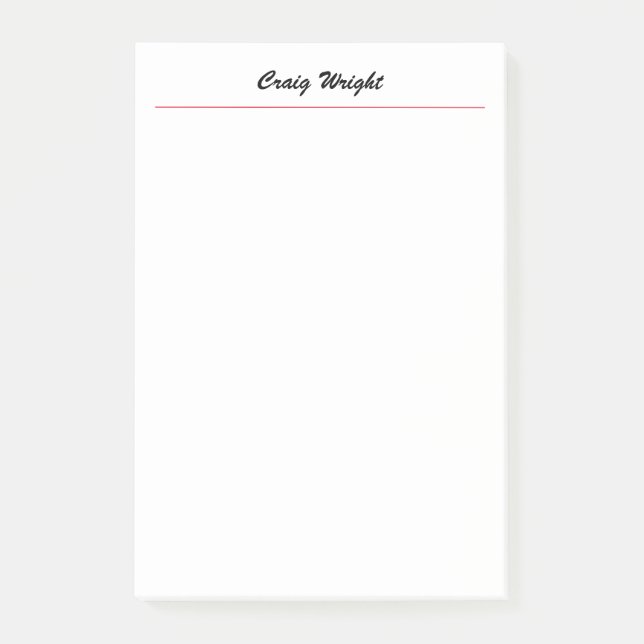 Calligraphy Minimalist Plain Chic Personalised Post-it Notes (Front)