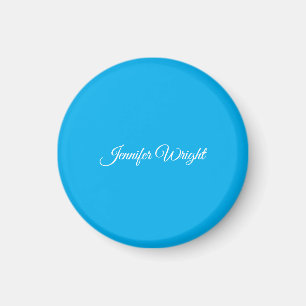 Calligraphy minimalist plain modern azure blue magnet