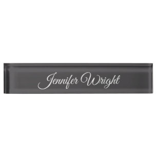 Calligraphy minimalist plain modern grey nameplate