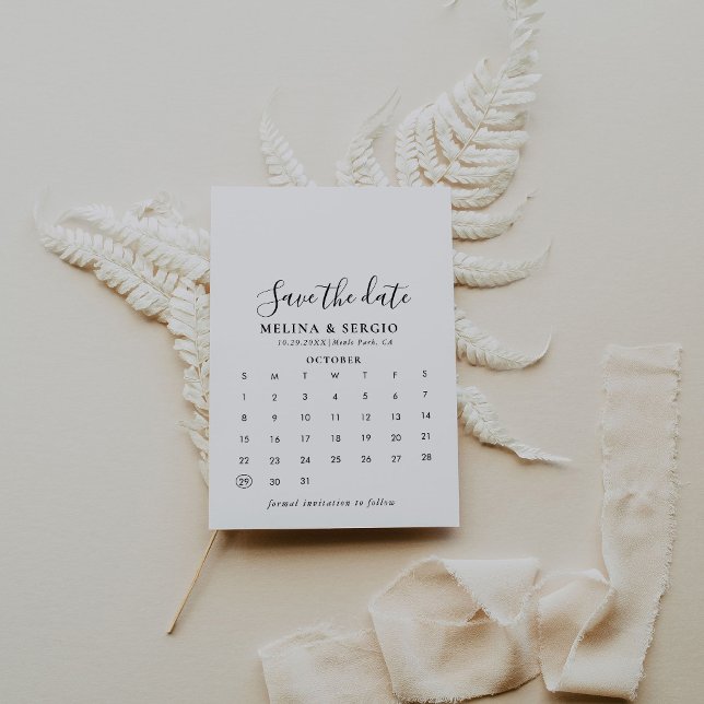 Calligraphy Minimalist Save the Date Calendar (Creator Uploaded)