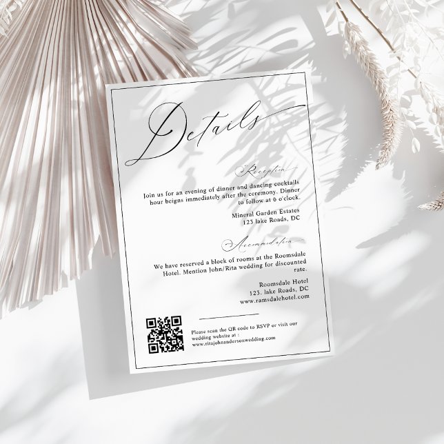 Calligraphy Minimalist Script Wedding Details Enclosure Card (Creator Uploaded)